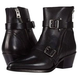 AllSaints Lior Black Leather Boots Size 10